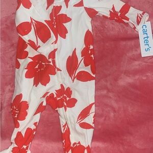 Carter's White and Red Floral Kids Footie
